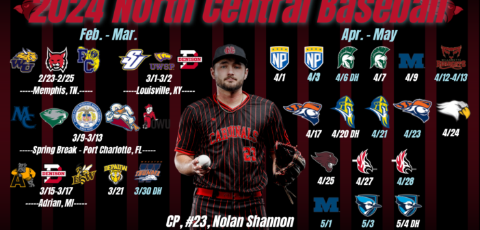A graphic with Cardinals baseball player, Nolan Shannon, and this season's schedule.